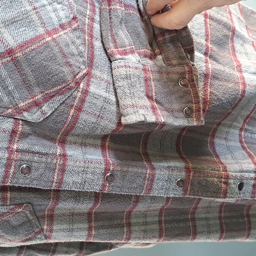 BTC Authentic Bay Trading Co. Mens 100% Cotton Western Snap Flennel Chore Shirt - Picture 3 of 9